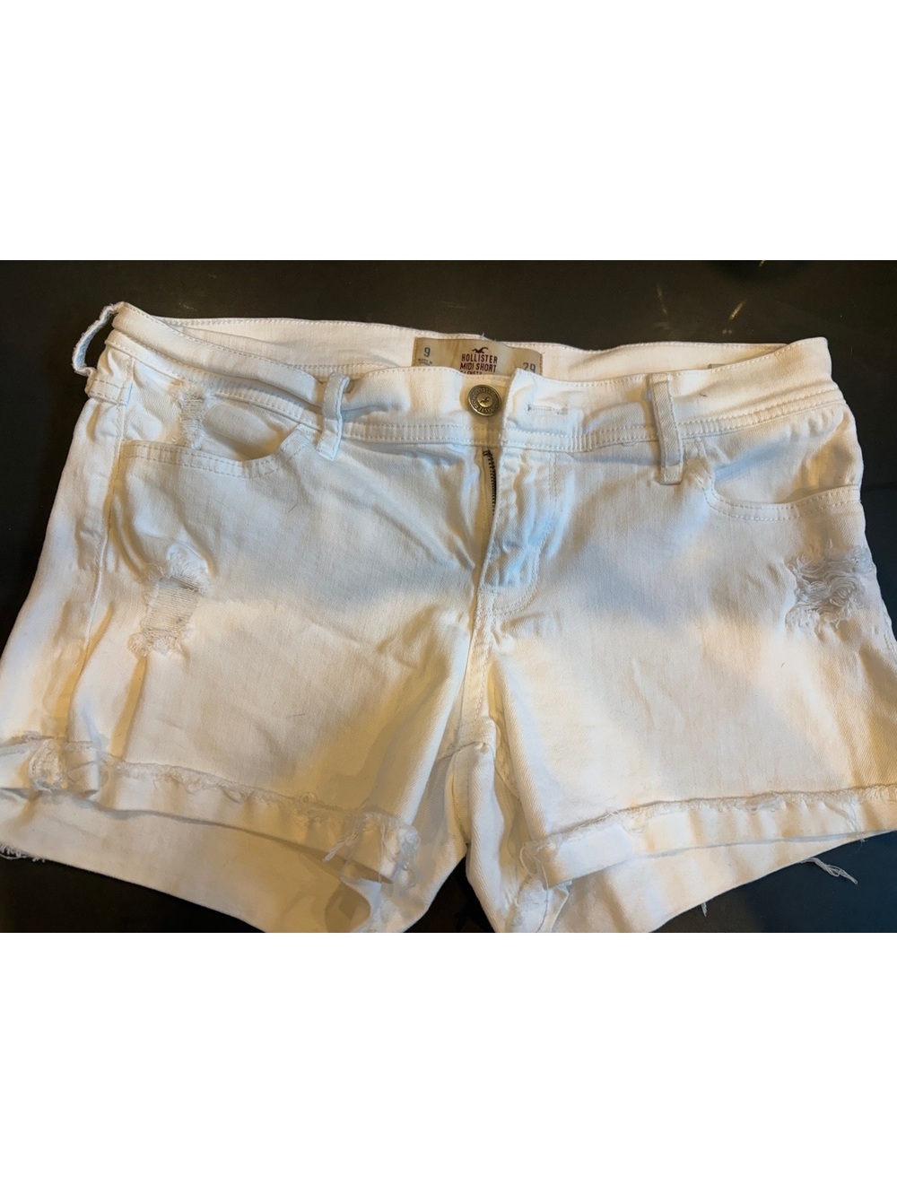 Hollister White Midi Short Denim Shorts Size 9 W29